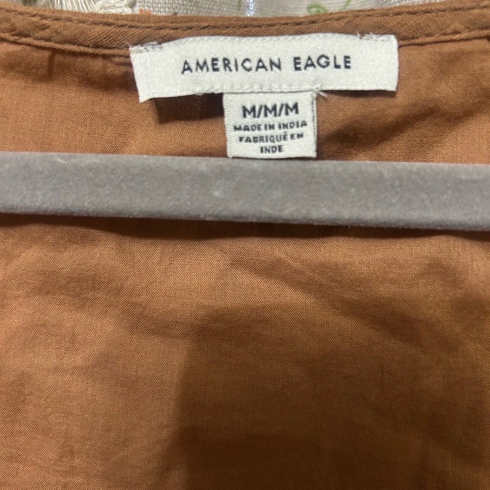 American Eagle Brown Lace Boho Babydoll Top Long Sleeve Size Medium - Picture 3 of 6